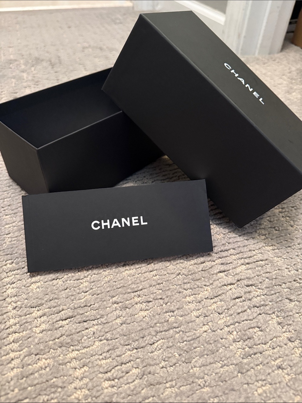 CHANEL Black Sunglasses Box and Logo Card